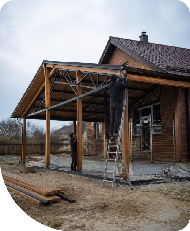 Пристройка навеса к дому и участку в Борзе под ключ